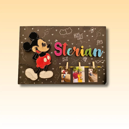 Nameplate String art with Cartoon Character - Stitch&Gift