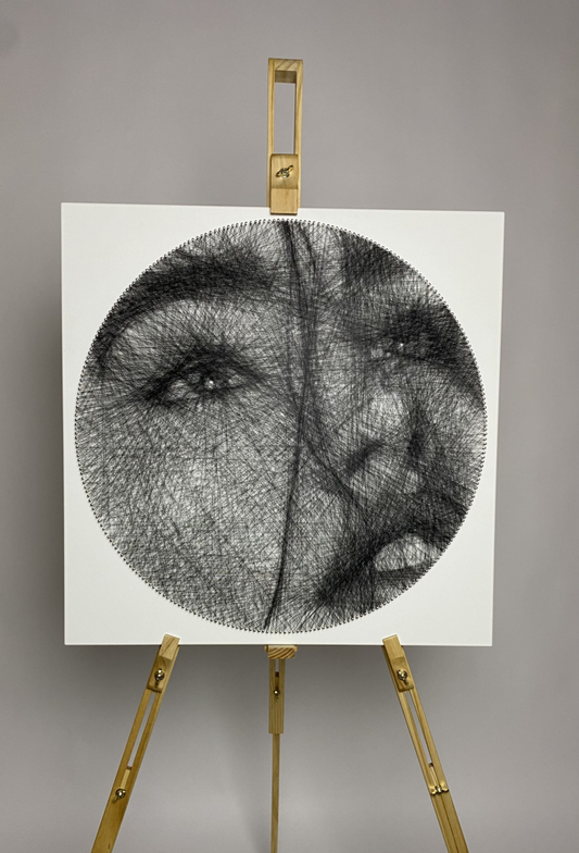 Monochrome Thread Portrait - Intricate Artistic Gift for Loved Ones