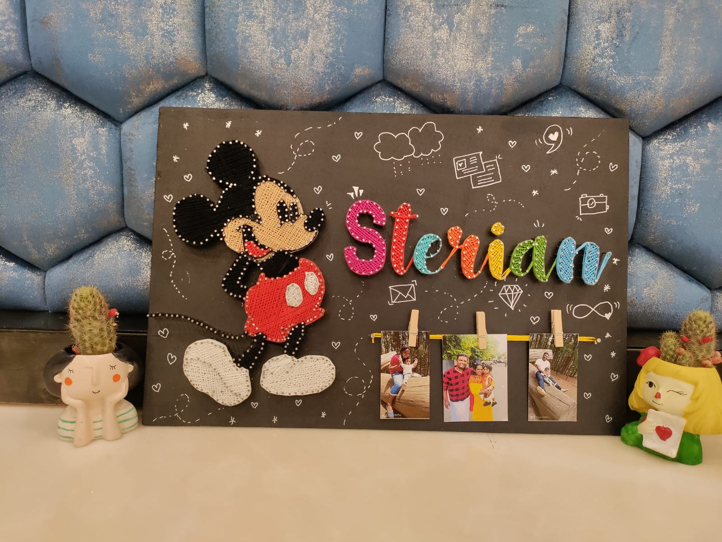 Nameplate String art with Cartoon Character - Stitch&Gift