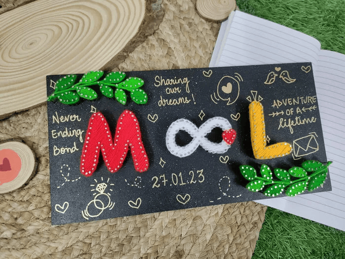 String art Nameplate for couple - Stitch&Gift