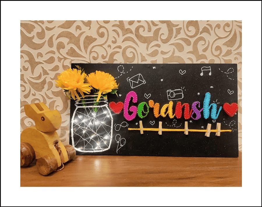 Hashtag String art Nameplate with Light Jar - Stitch&Gift