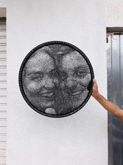 Couple’s Thread Portrait - Timeless Love Captured in Thread